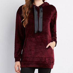 Charlotte Russe Velvet Hooded Sweatshirt L  (NEW)